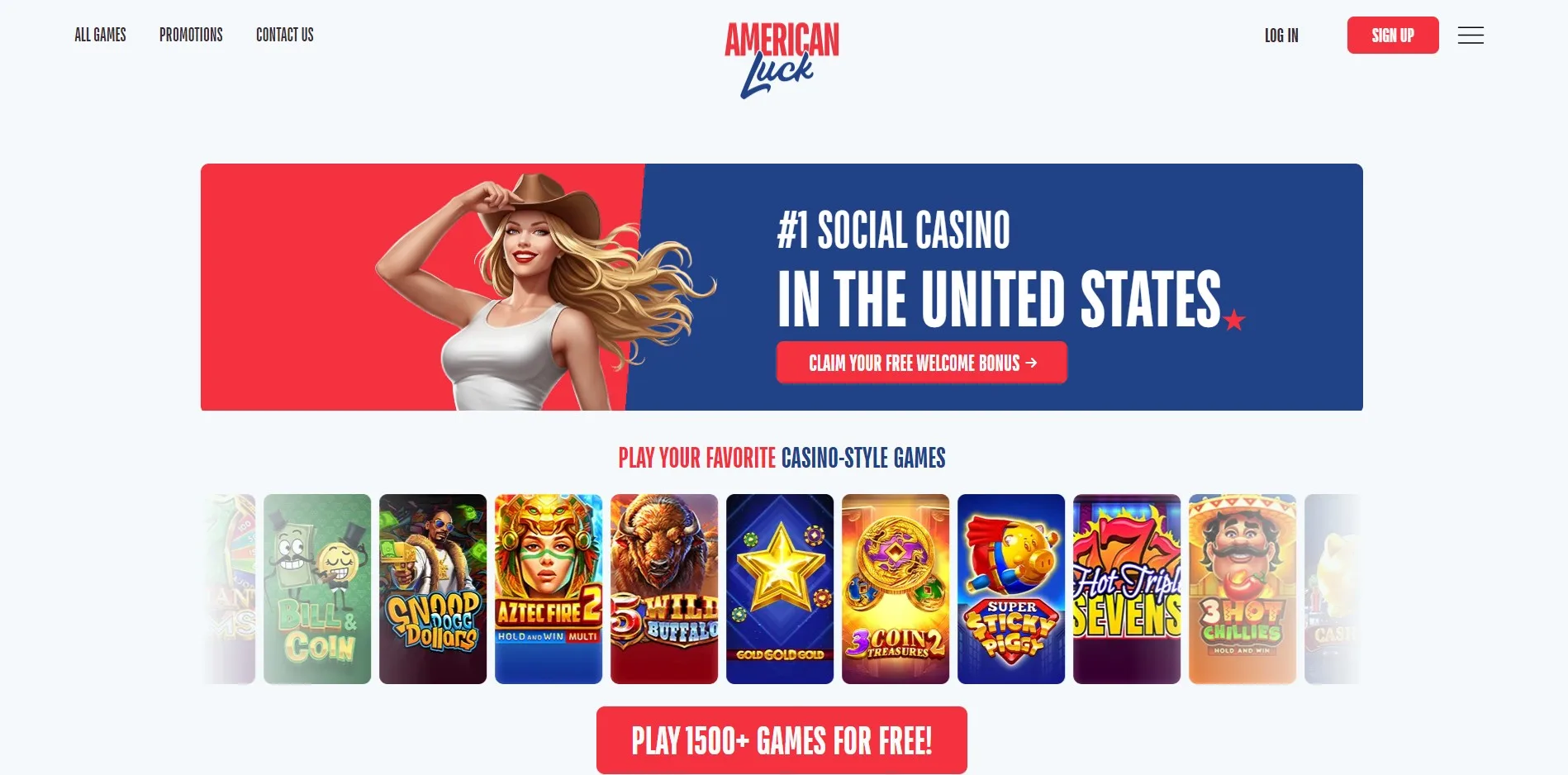 American Luck desktop view