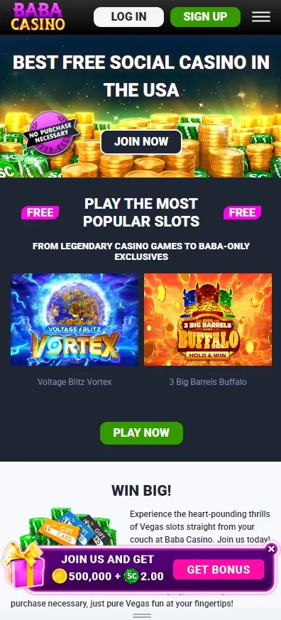 Baba Casino mobile view