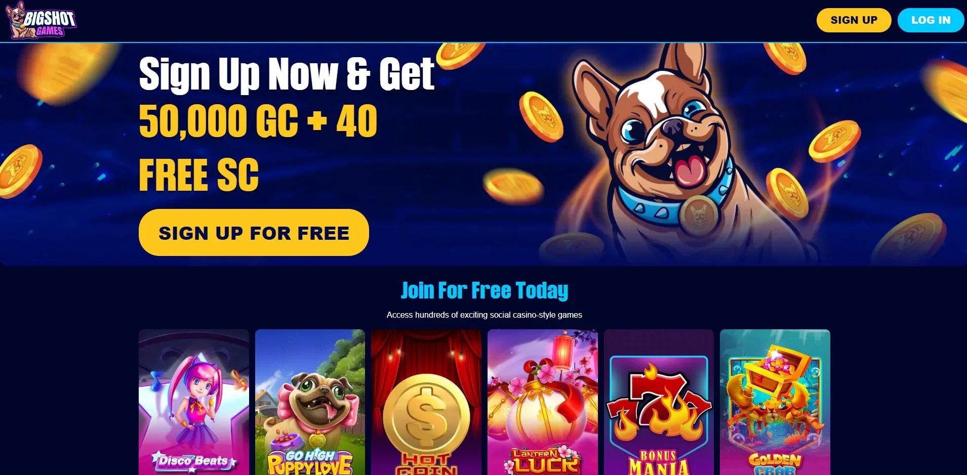 Big Shot Games desktop view