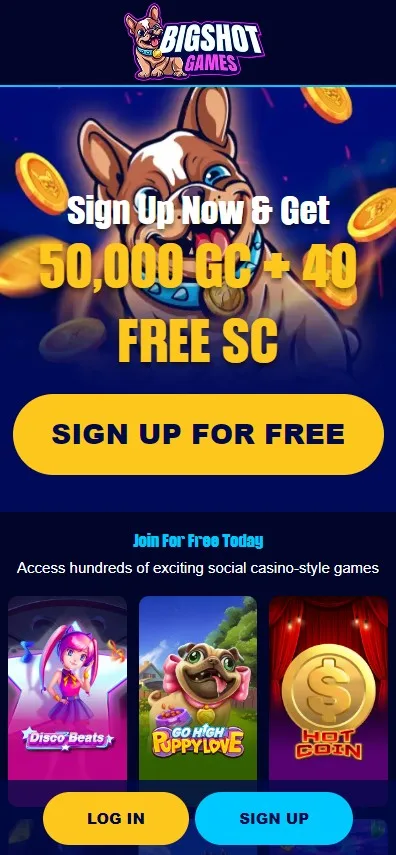 Big Shot Games mobile view