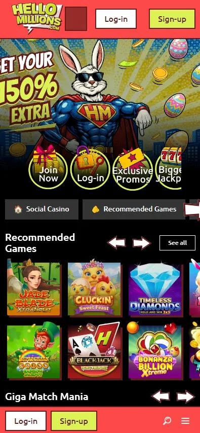 Hello Millions mobile view