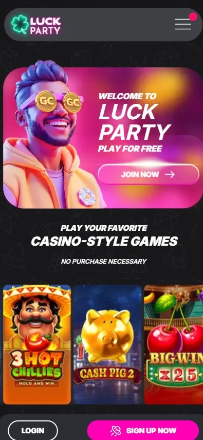 Luck Party mobile view