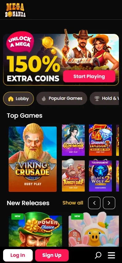 MegaBonanza mobile view