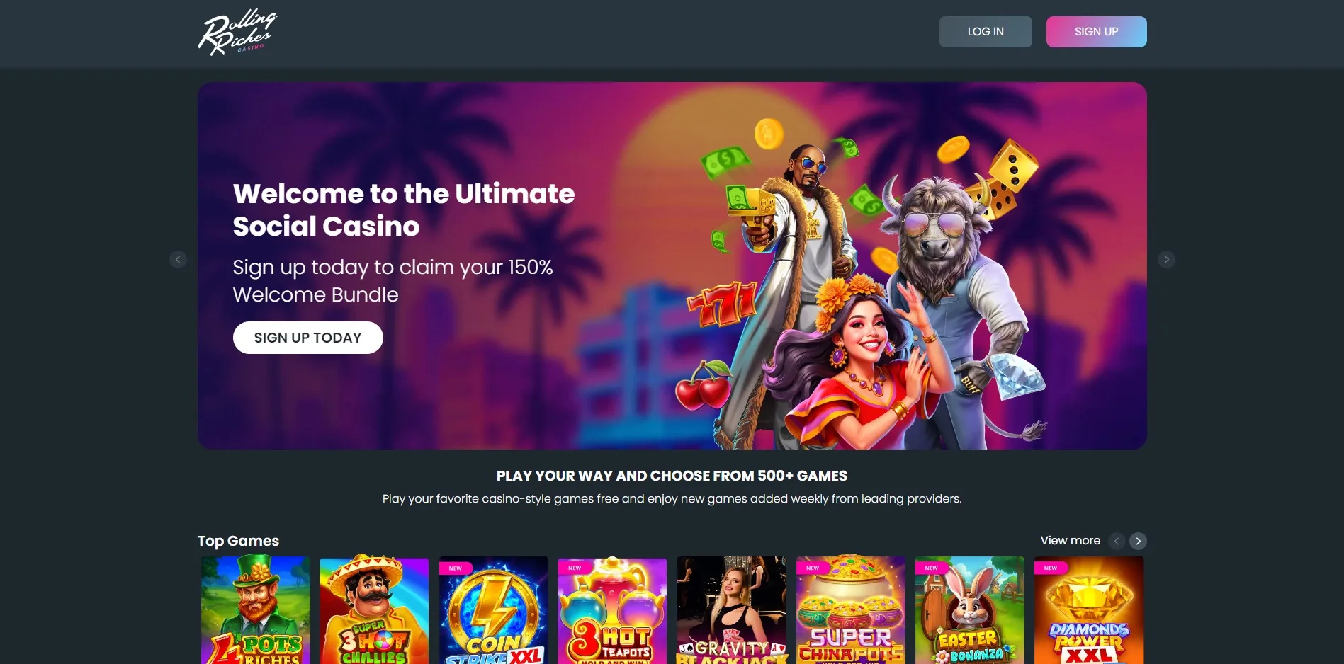 Rolling Riches desktop view