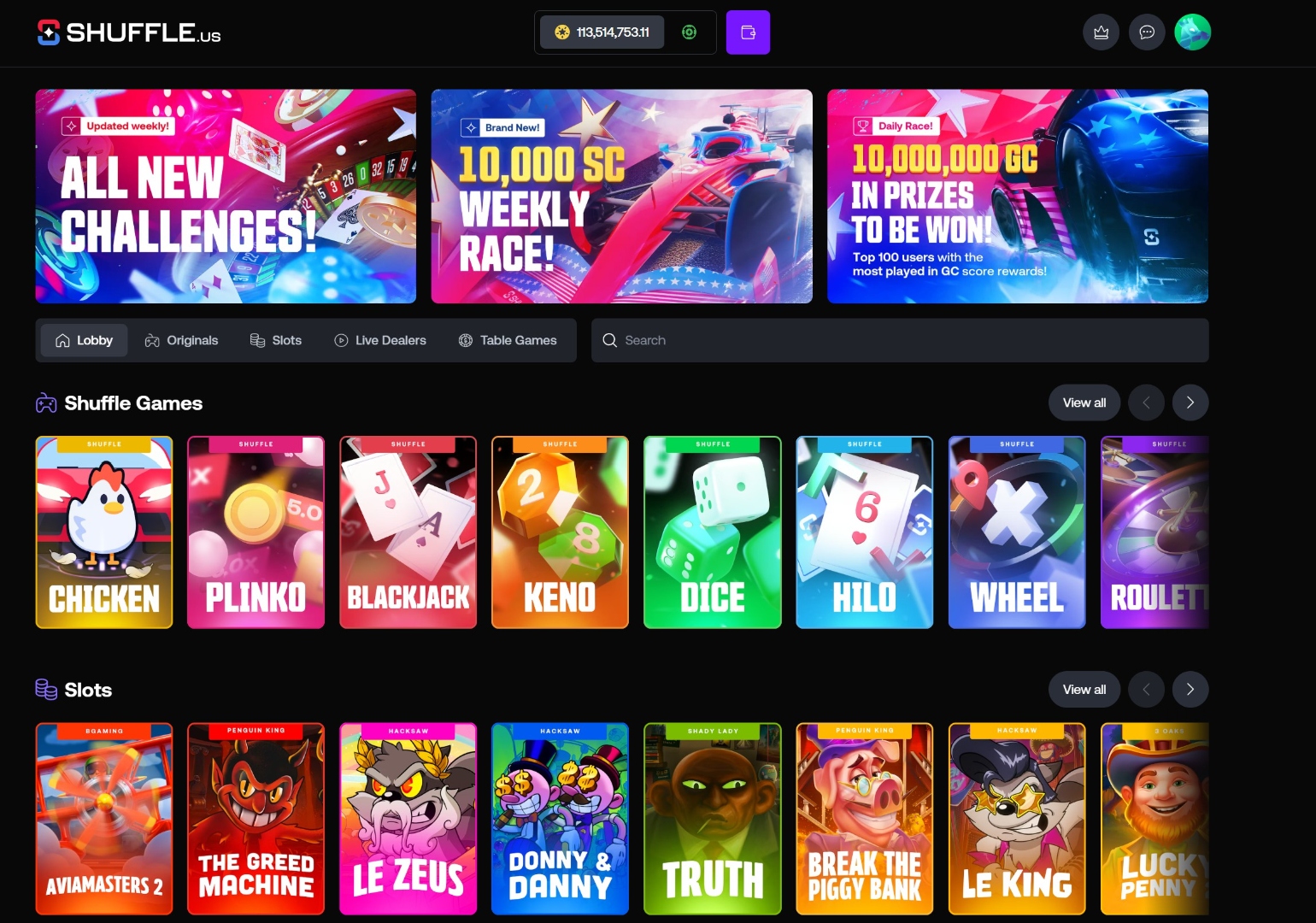 Shuffle.us screenshot