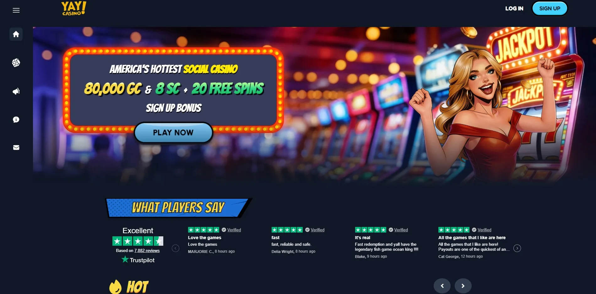 Yay Casino desktop view