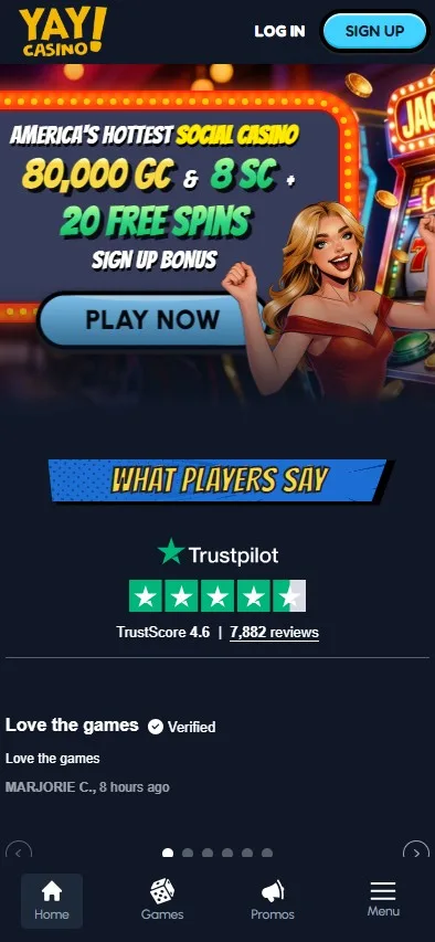 Yay Casino mobile view